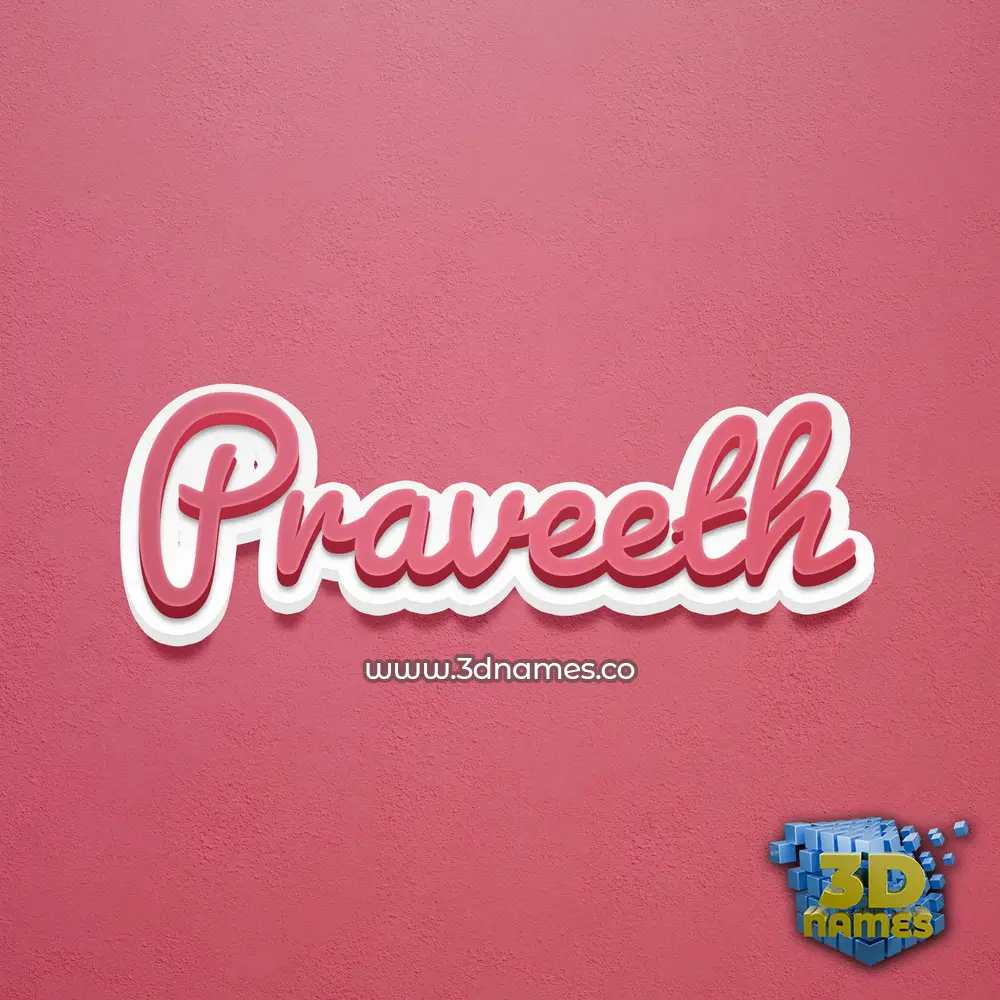 praveeth in Red Scribble style - 3D name wallpaper