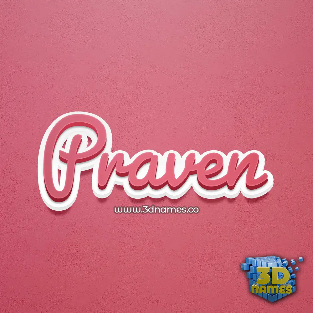 praven in Red Scribble style - 3D name wallpaper