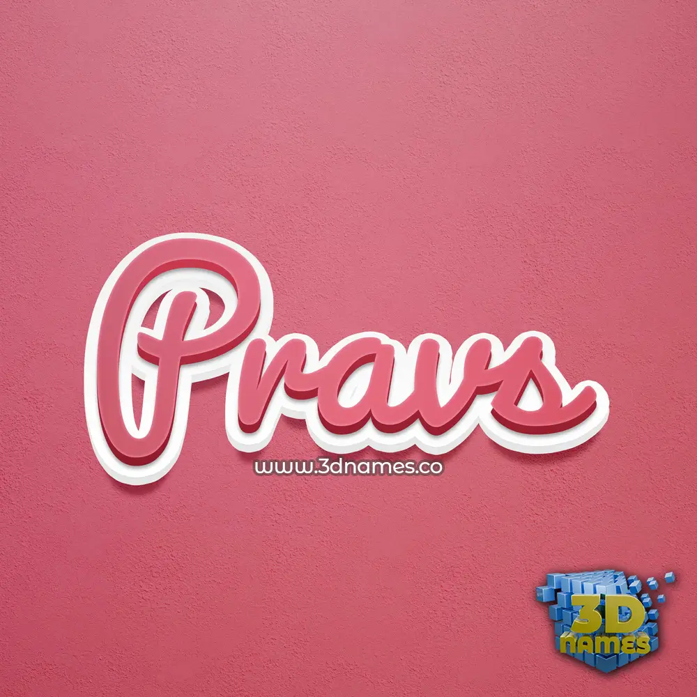 pravs in Red Scribble style - 3D name wallpaper