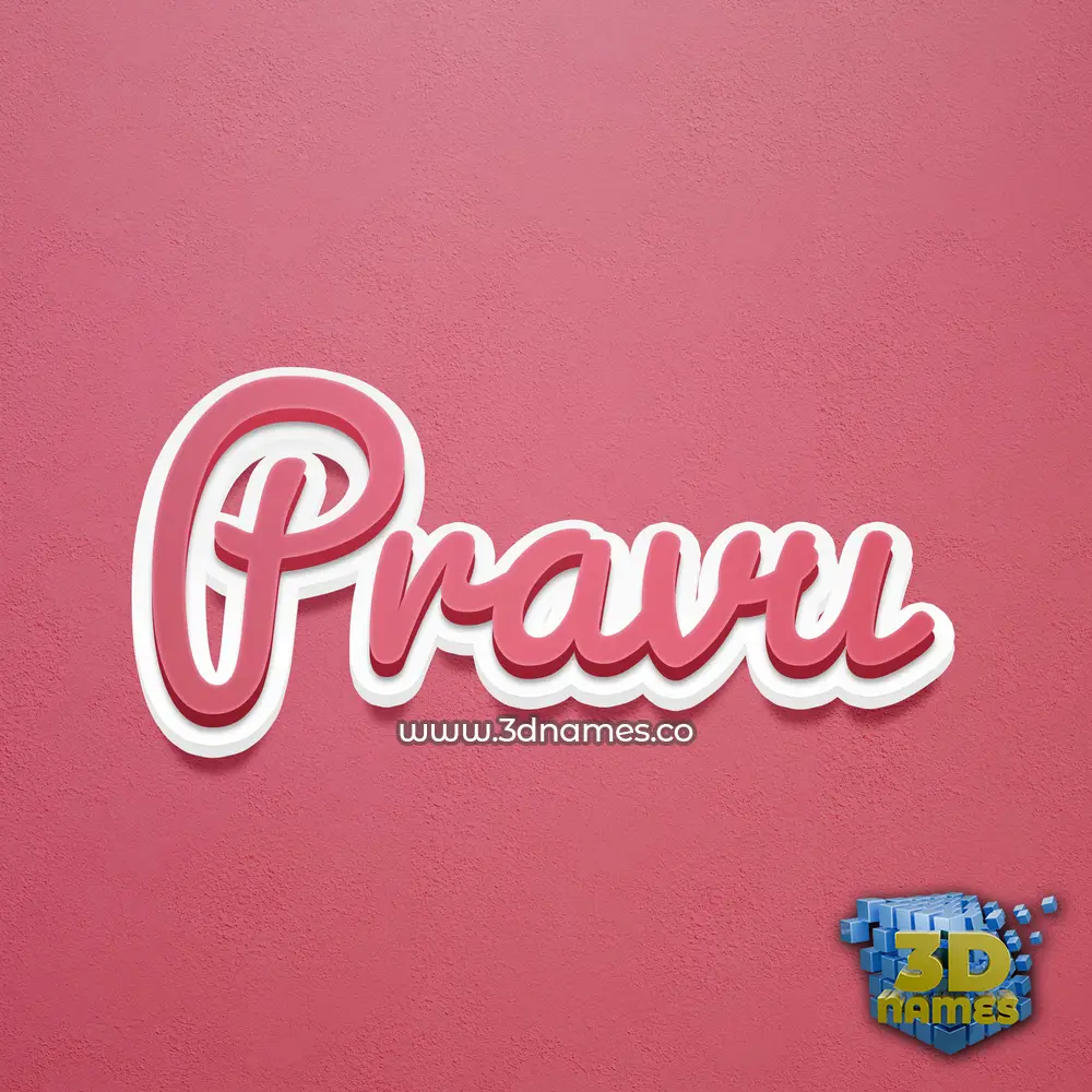 pravu in Red Scribble style - 3D name wallpaper