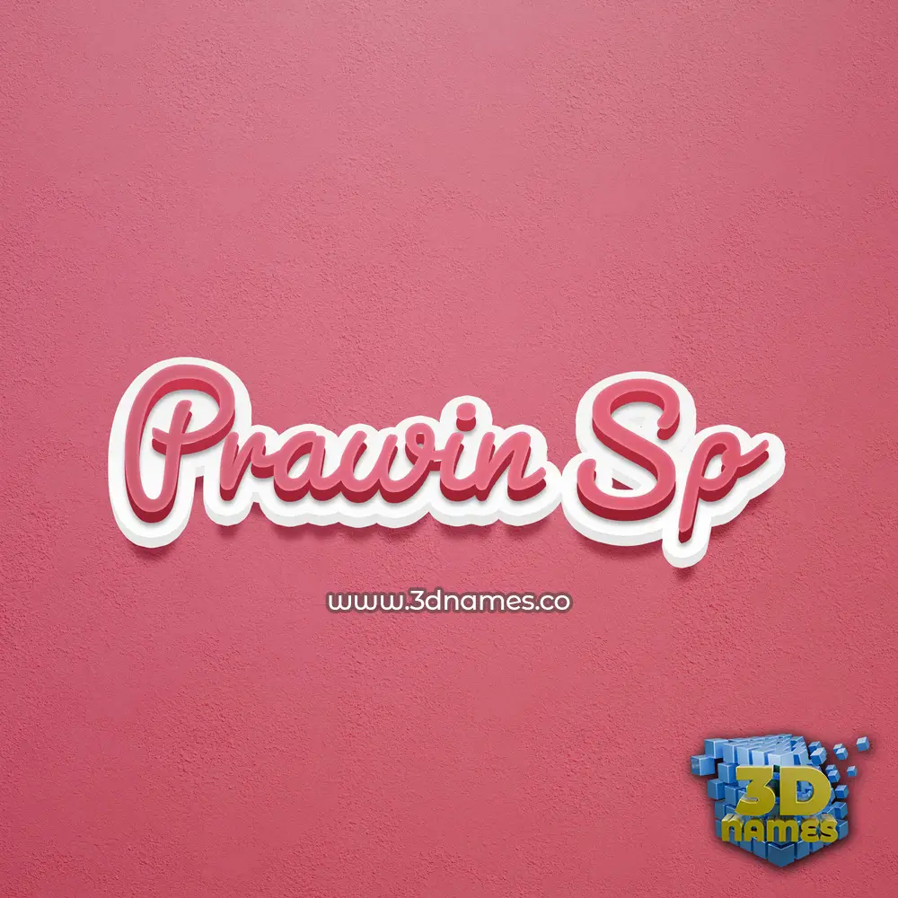 prawin sp in Red Scribble style - 3D name wallpaper