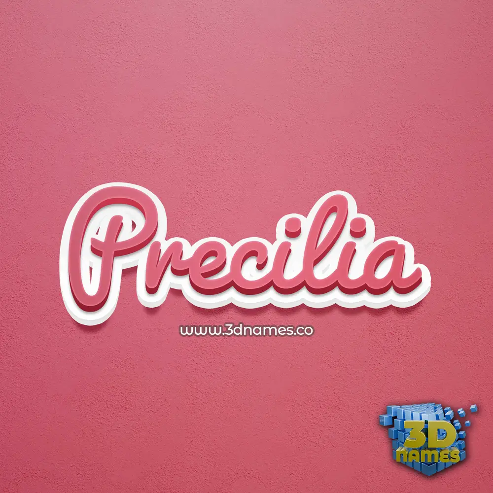 precilia in Red Scribble style - 3D name wallpaper