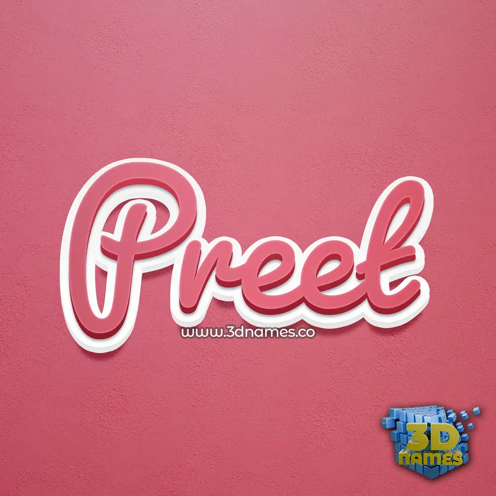 preet in Red Scribble style - 3D name wallpaper