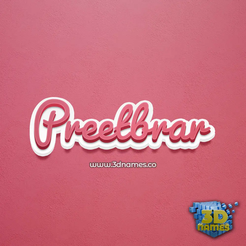 preetbrar in Red Scribble style - 3D name wallpaper