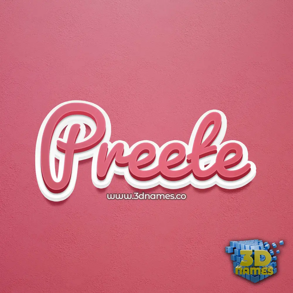 preete in Red Scribble style - 3D name wallpaper