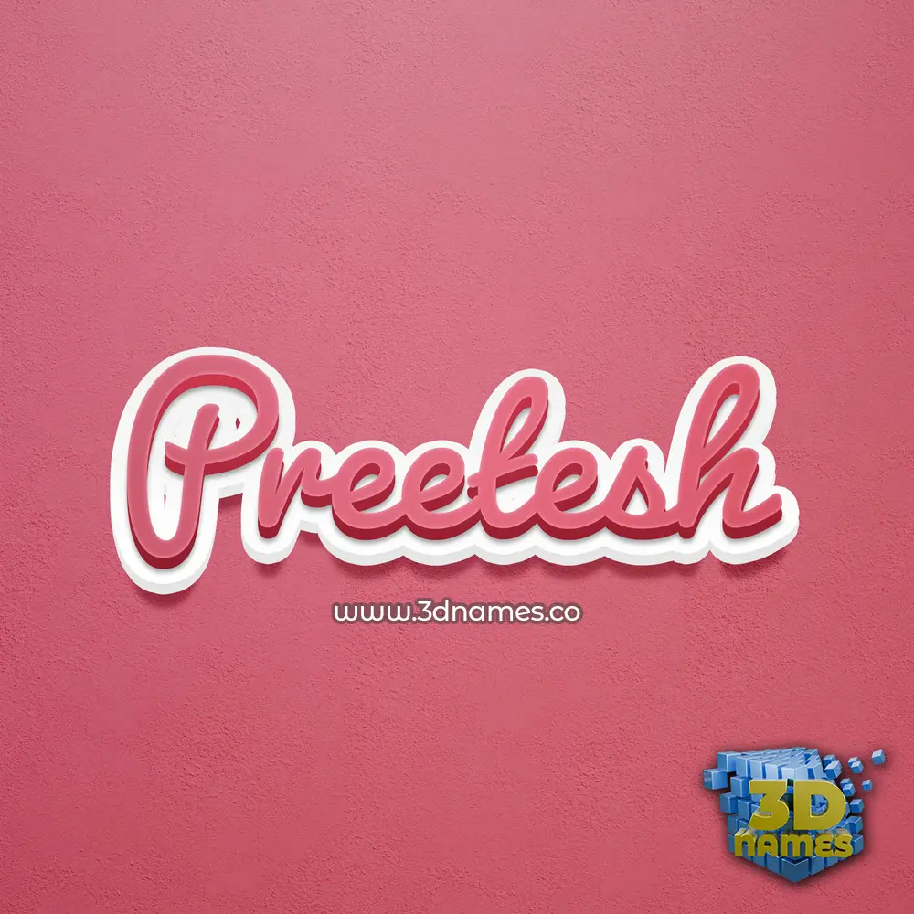 preetesh in Red Scribble style - 3D name wallpaper