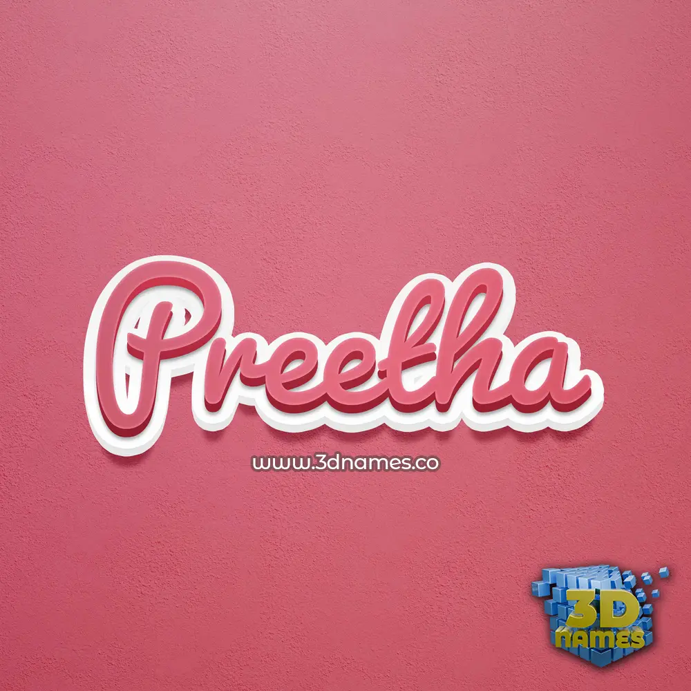 preetha in Red Scribble style - 3D name wallpaper