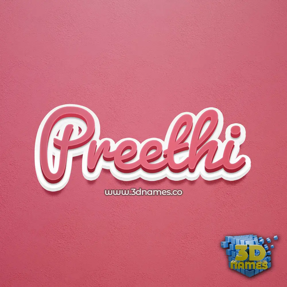 preethi in Red Scribble style - 3D name wallpaper