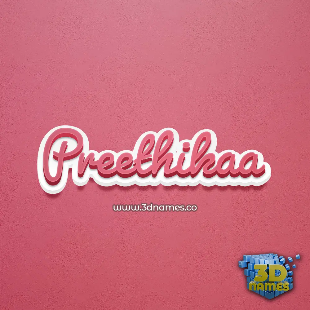 preethikaa in Red Scribble style - 3D name wallpaper