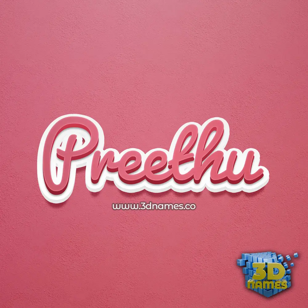 preethu in Red Scribble style - 3D name wallpaper