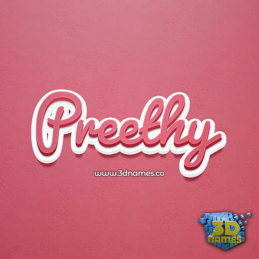 preethy in Red Scribble style - 3D name wallpaper