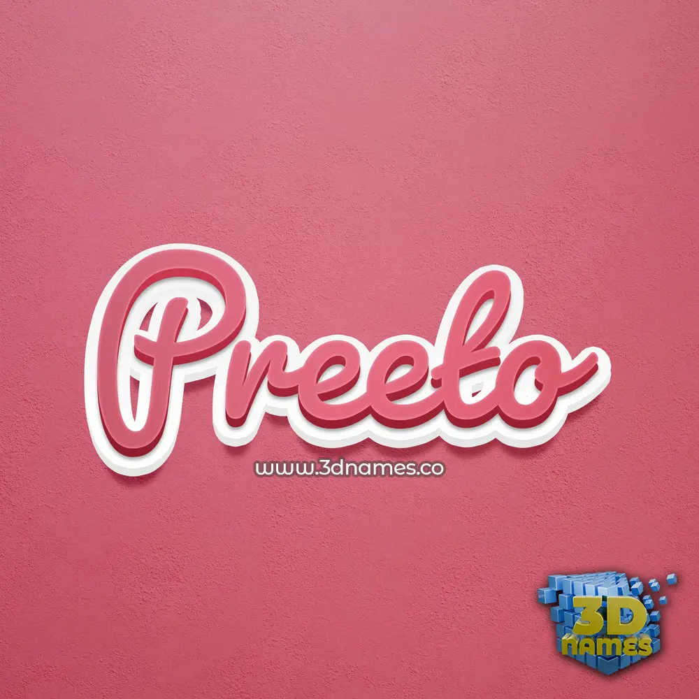 preeto in Red Scribble style - 3D name wallpaper