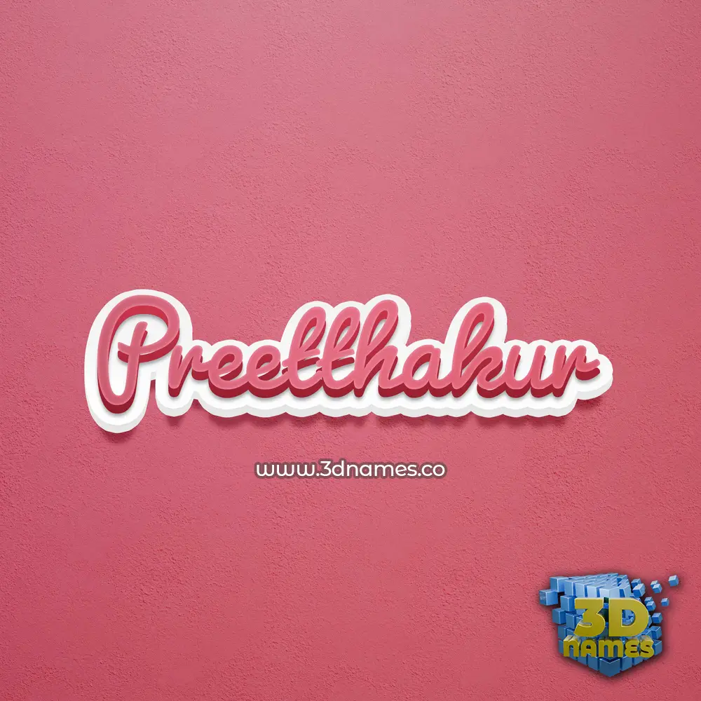 preetthakur in Red Scribble style - 3D name wallpaper