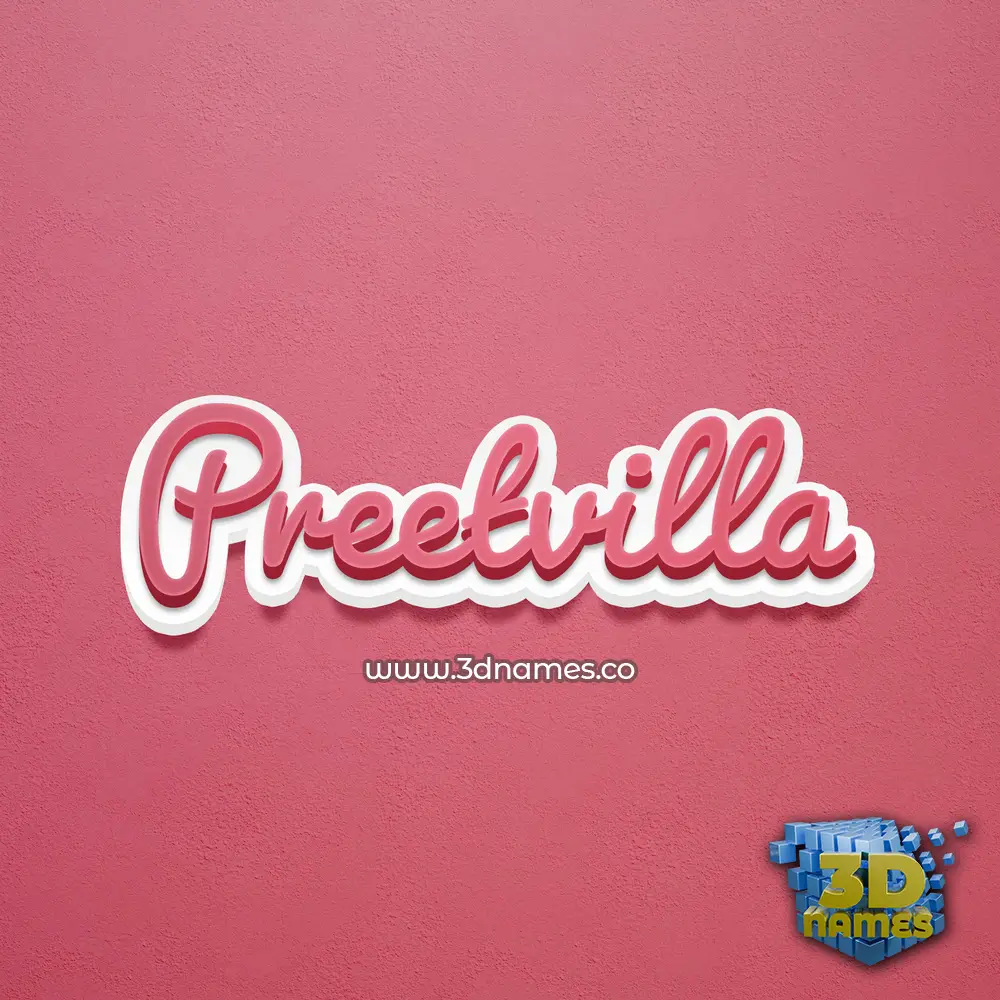 preetvilla in Red Scribble style - 3D name wallpaper