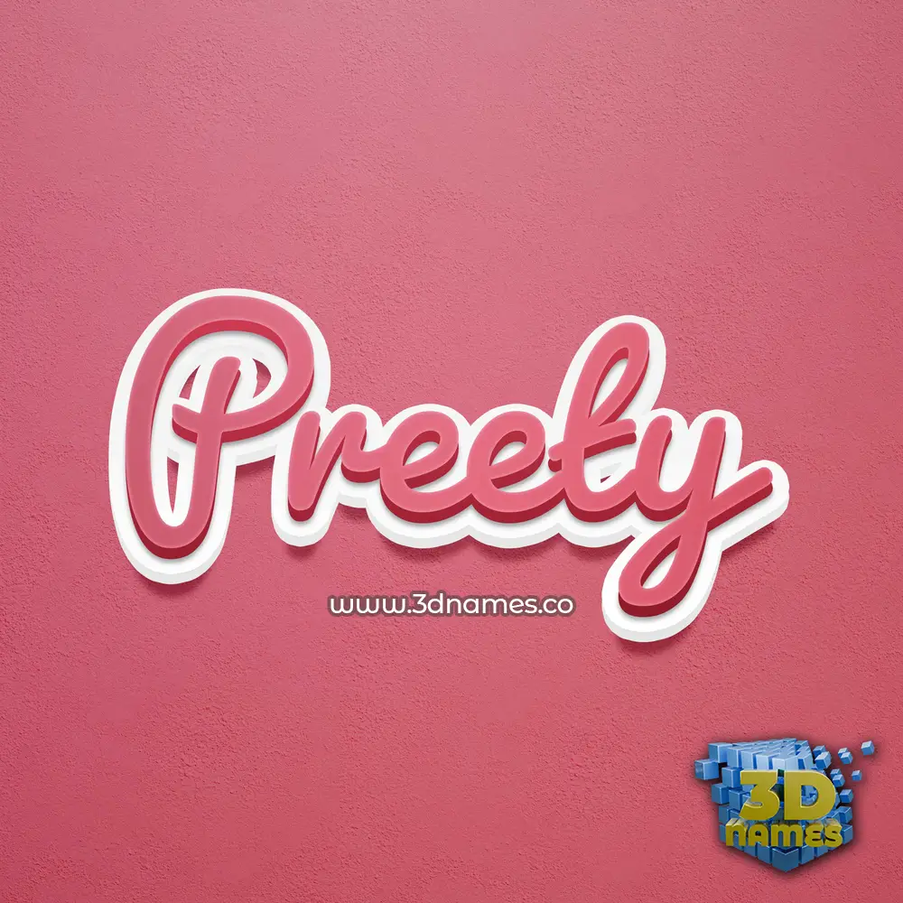 preety in Red Scribble style - 3D name wallpaper