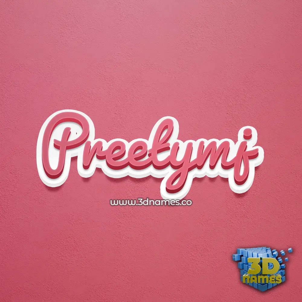preetymj in Red Scribble style - 3D name wallpaper