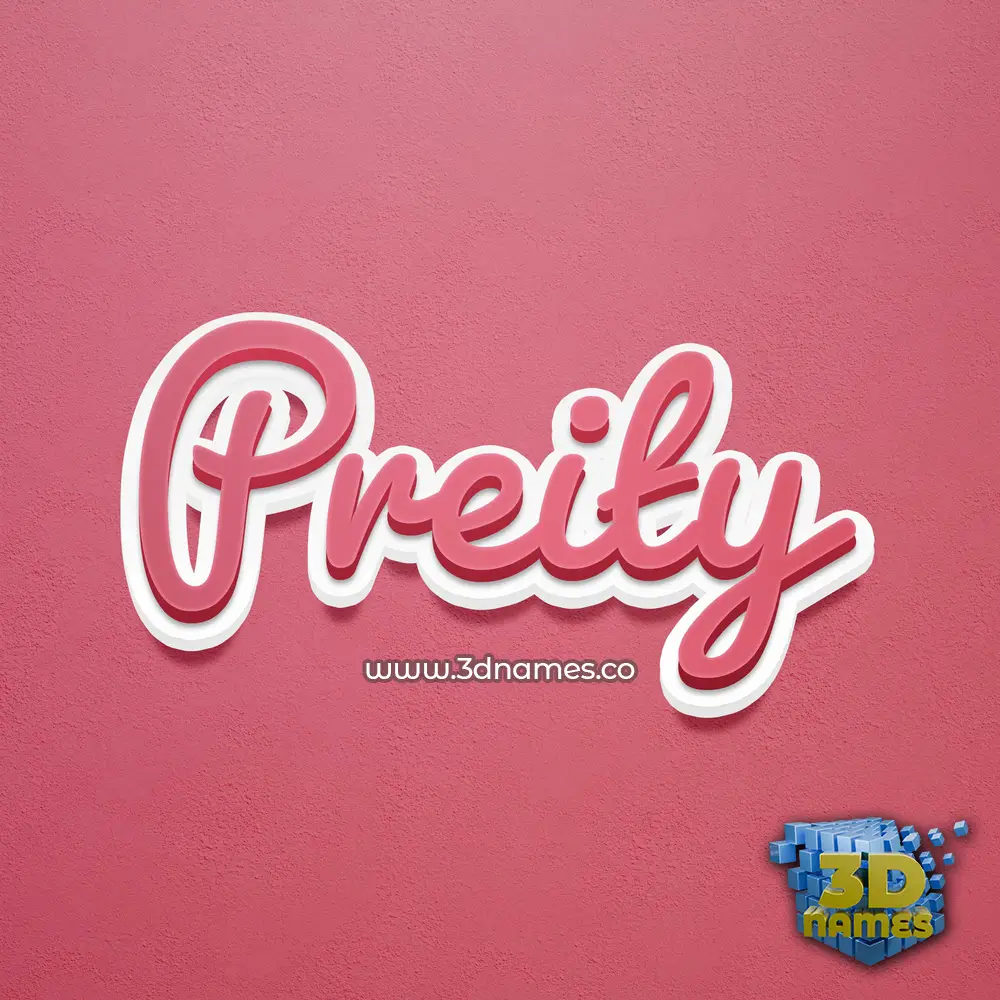 preity in Red Scribble style - 3D name wallpaper