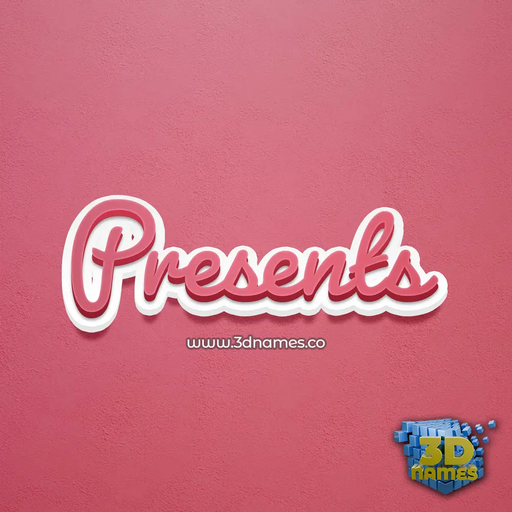 presents in Red Scribble style - 3D name wallpaper