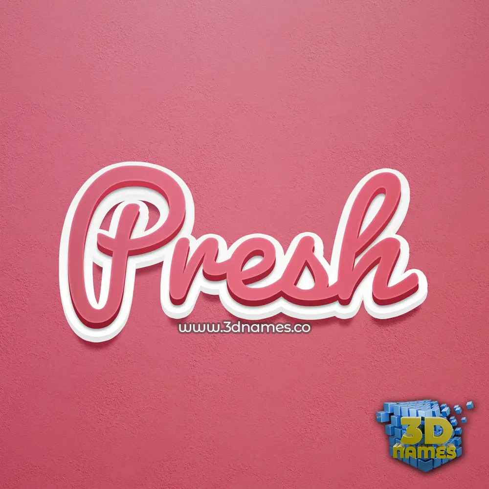 presh in Red Scribble style - 3D name wallpaper