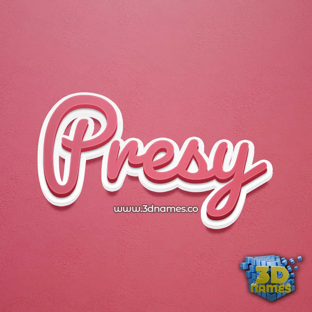 presy in Red Scribble style - 3D name wallpaper