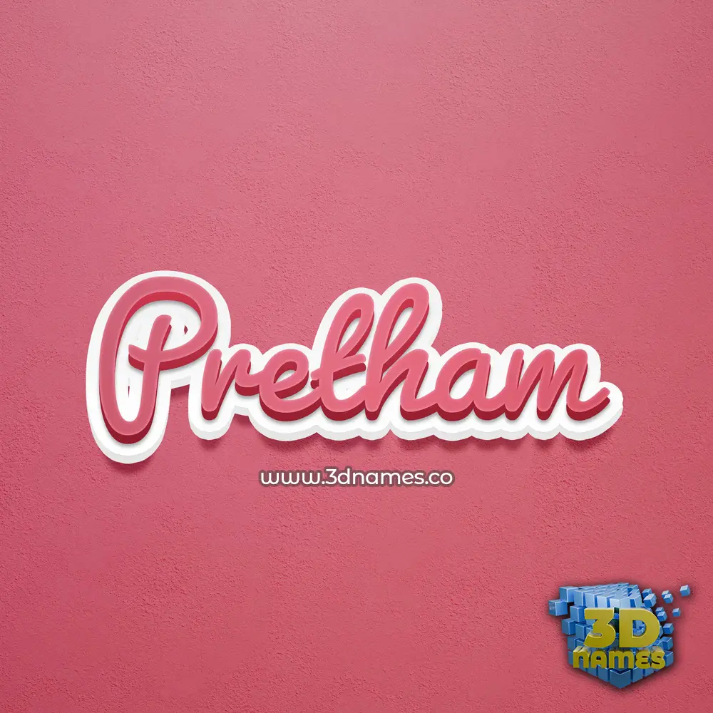pretham in Red Scribble style - 3D name wallpaper