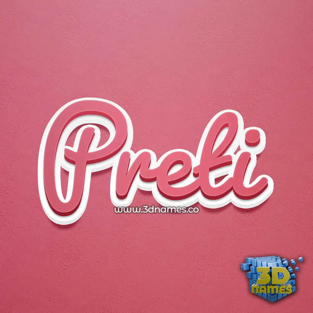 preti in Red Scribble style - 3D name wallpaper