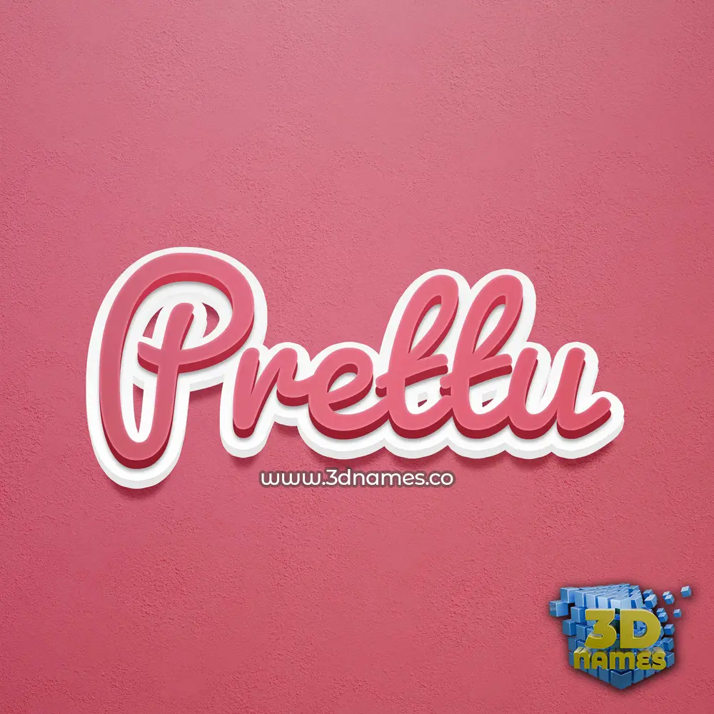 prettu in Red Scribble style - 3D name wallpaper