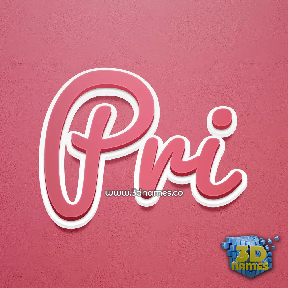 pri in Red Scribble style - 3D name wallpaper