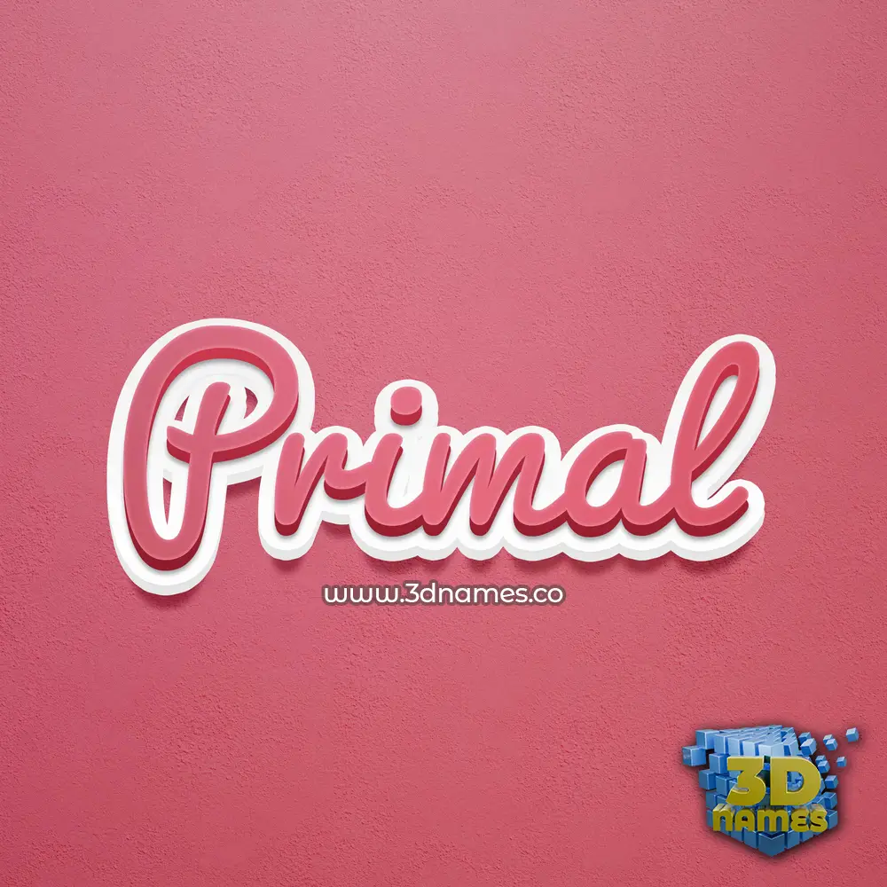 primal in Red Scribble style - 3D name wallpaper