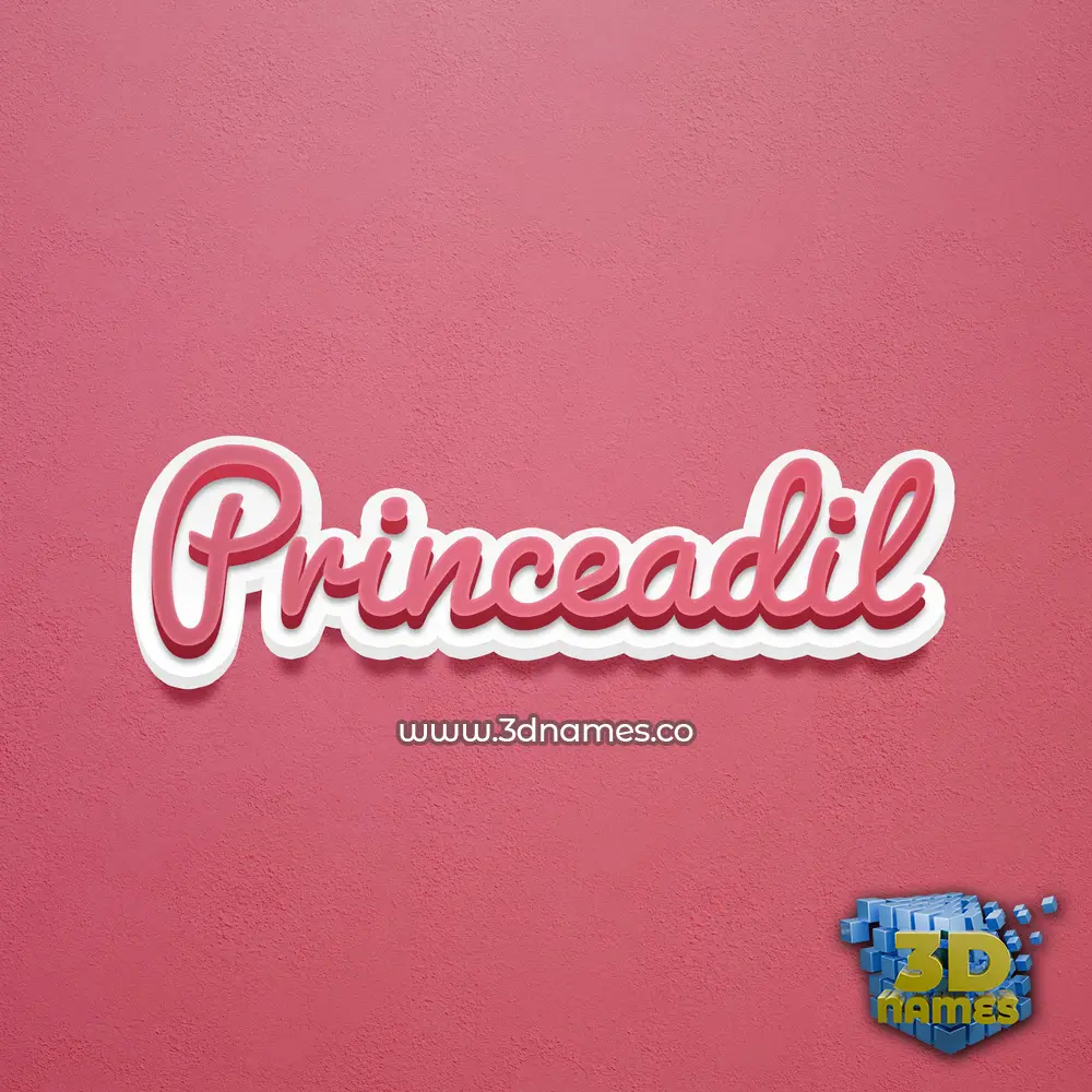princeadil in Red Scribble style - 3D name wallpaper
