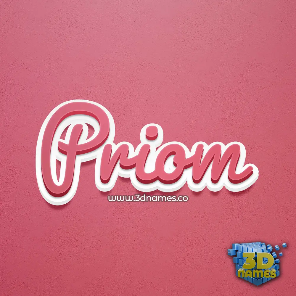 priom in Red Scribble style - 3D name wallpaper