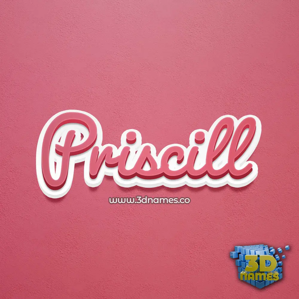 priscill in Red Scribble style - 3D name wallpaper