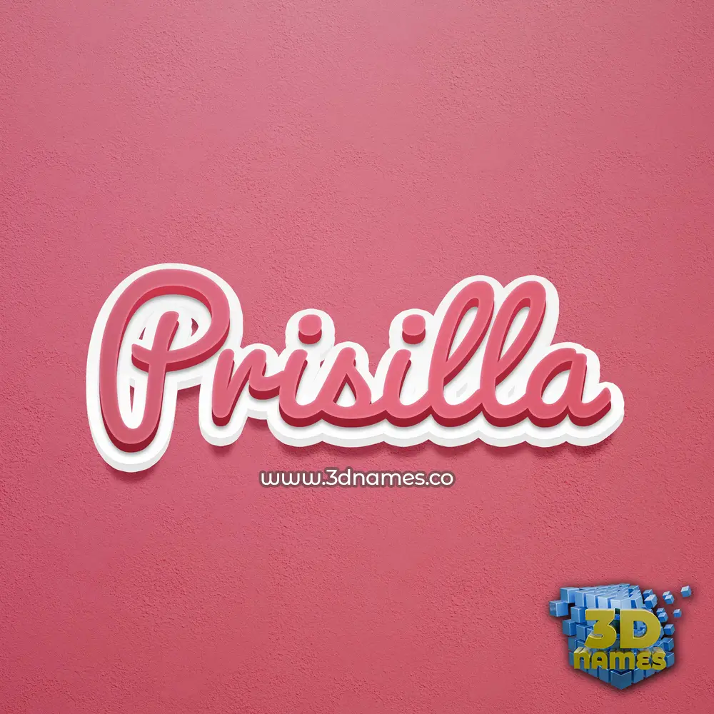 prisilla in Red Scribble style - 3D name wallpaper
