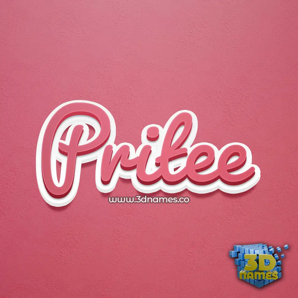 pritee in Red Scribble style - 3D name wallpaper