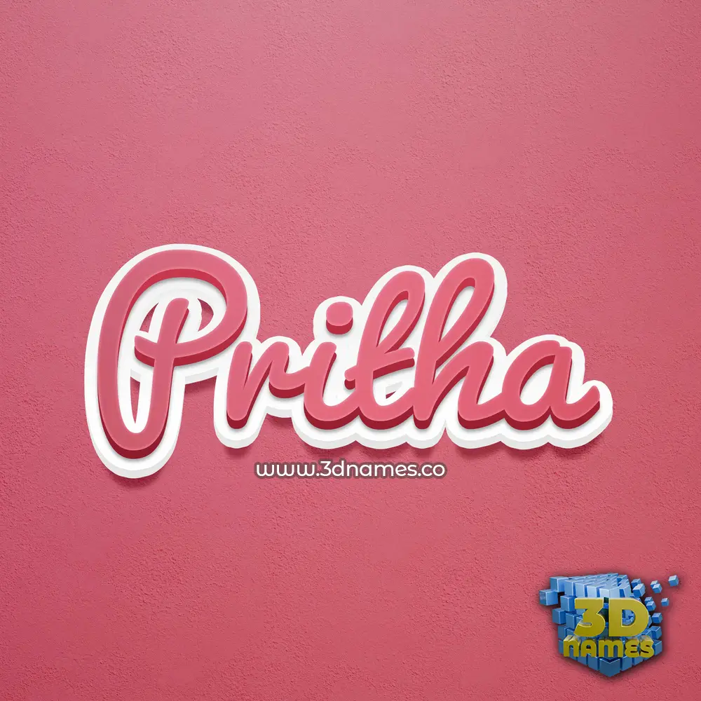 pritha in Red Scribble style - 3D name wallpaper
