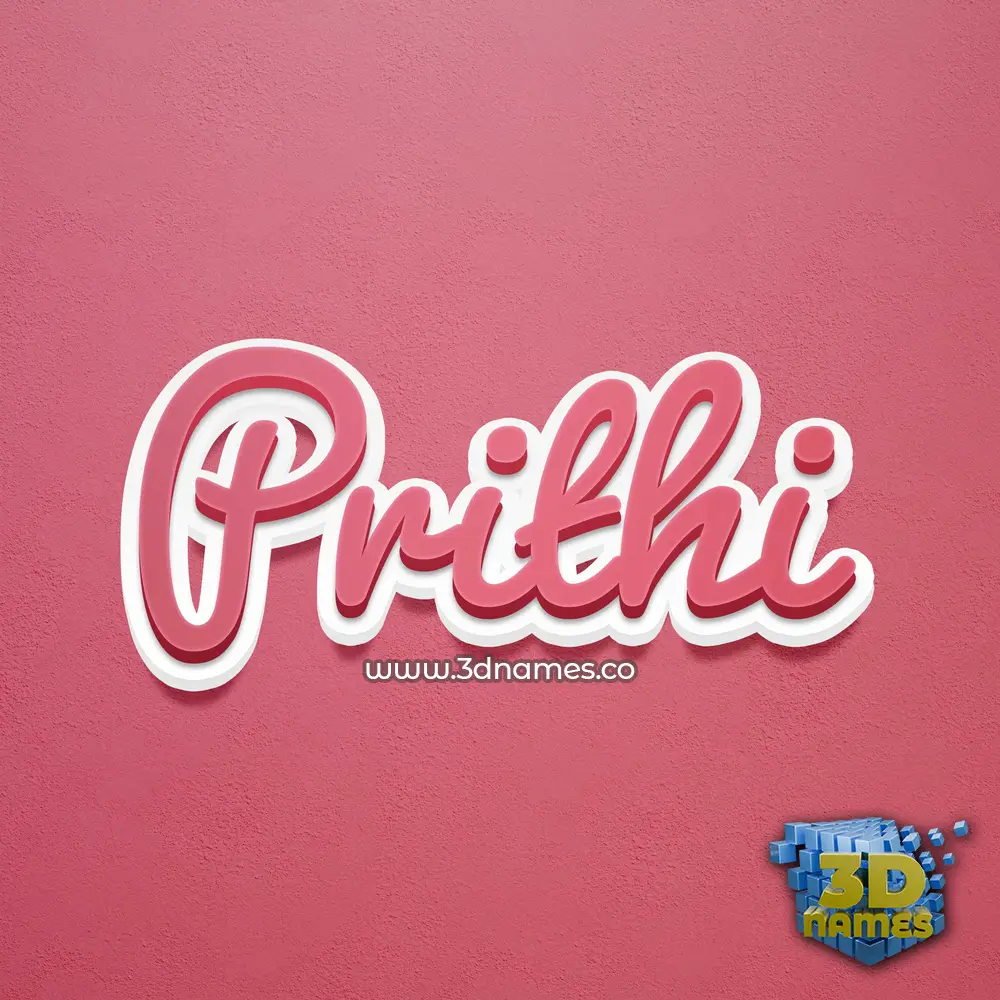prithi in Red Scribble style - 3D name wallpaper