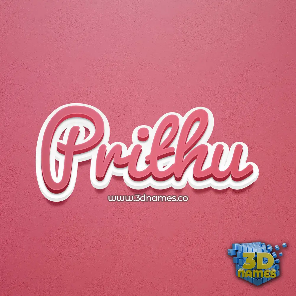 prithu in Red Scribble style - 3D name wallpaper