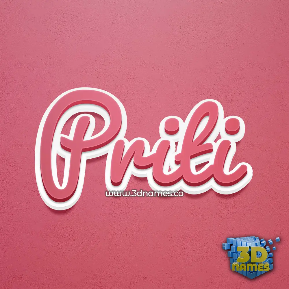priti in Red Scribble style - 3D name wallpaper
