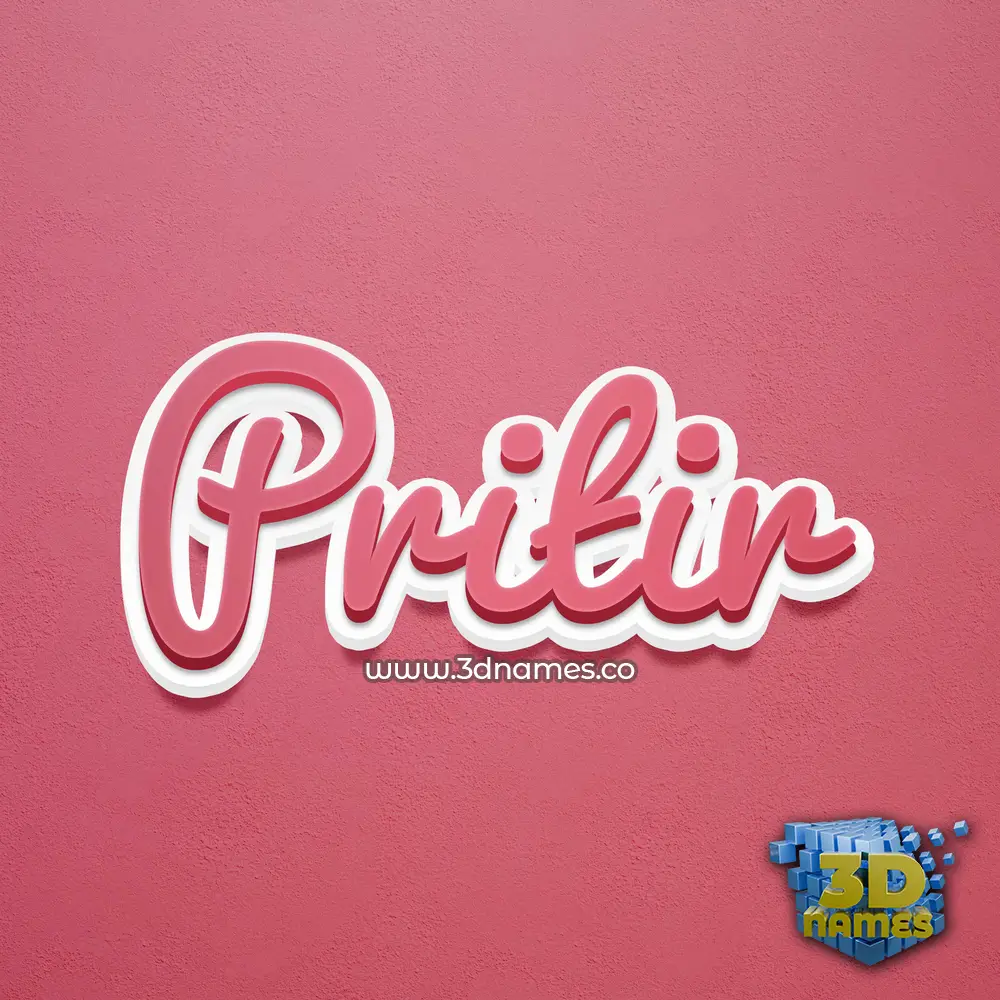 pritir in Red Scribble style - 3D name wallpaper