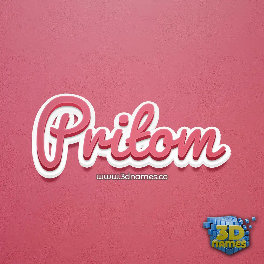 pritom in Red Scribble style - 3D name wallpaper