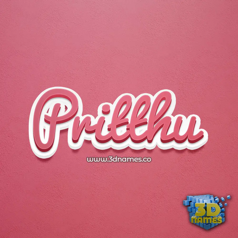 pritthu in Red Scribble style - 3D name wallpaper