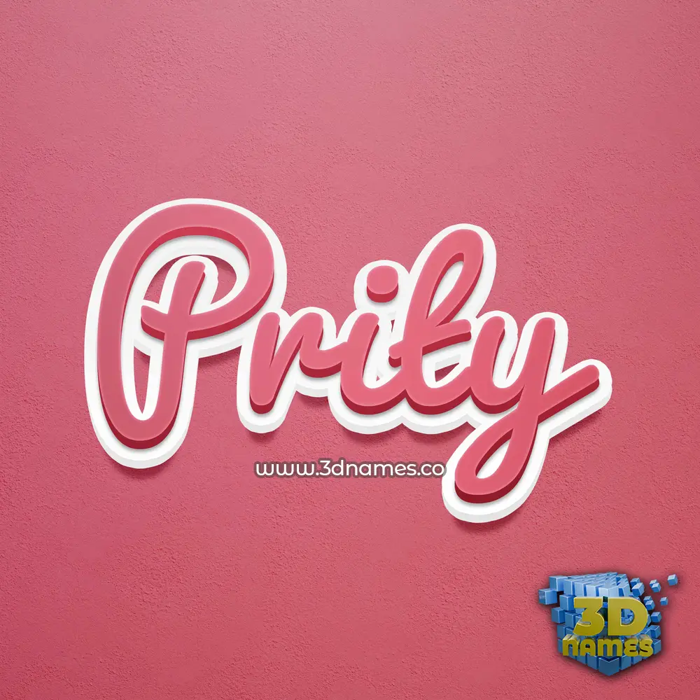 prity in Red Scribble style - 3D name wallpaper