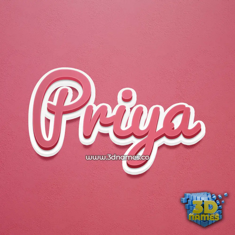 priya in Red Scribble style - 3D name wallpaper