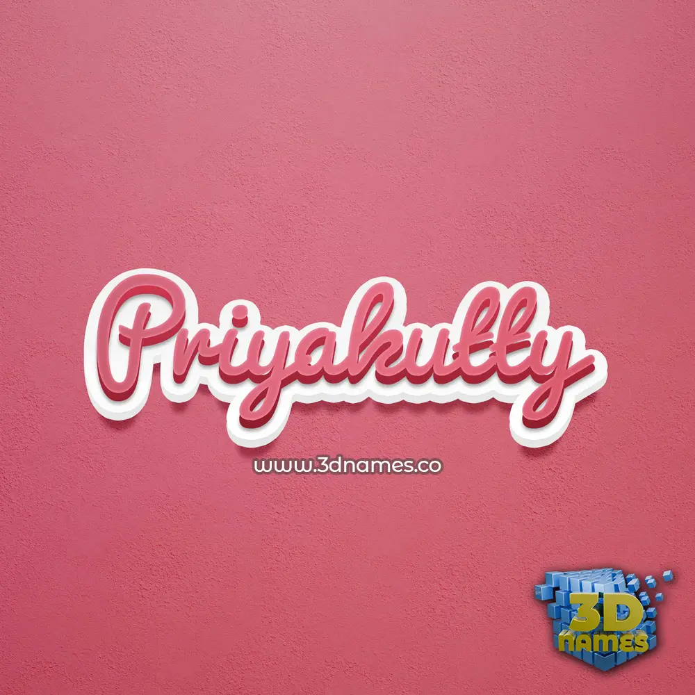 priyakutty in Red Scribble style - 3D name wallpaper