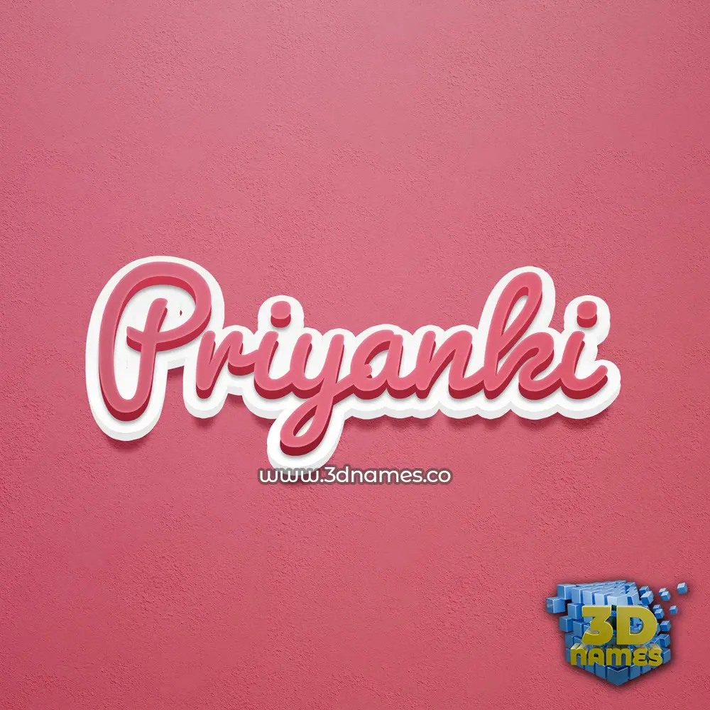 priyanki in Red Scribble style - 3D name wallpaper