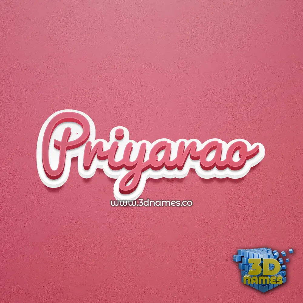 priyarao in Red Scribble style - 3D name wallpaper