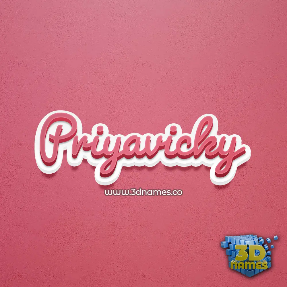 priyavicky in Red Scribble style - 3D name wallpaper