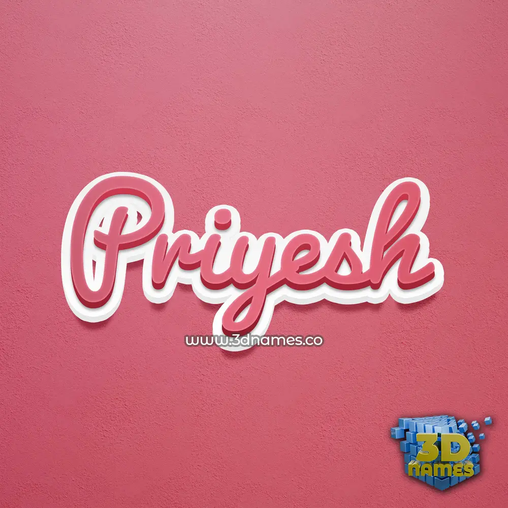priyesh in Red Scribble style - 3D name wallpaper