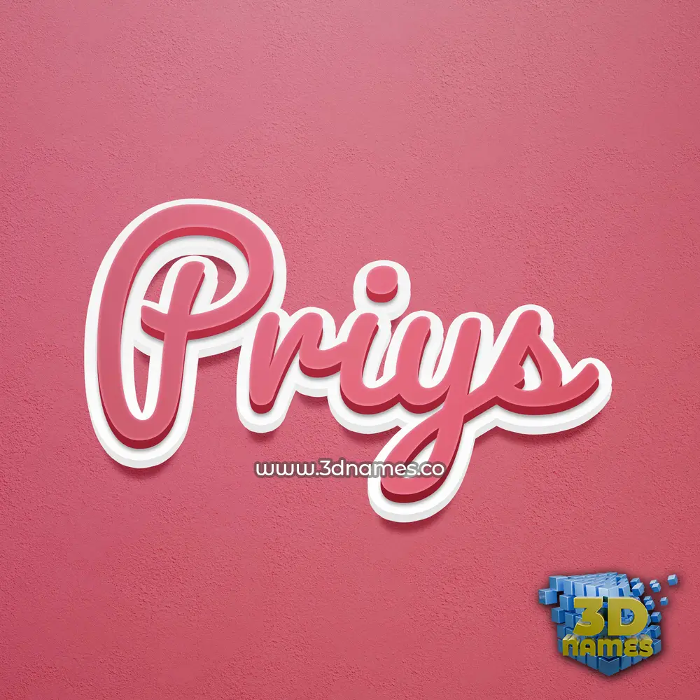 priys in Red Scribble style - 3D name wallpaper