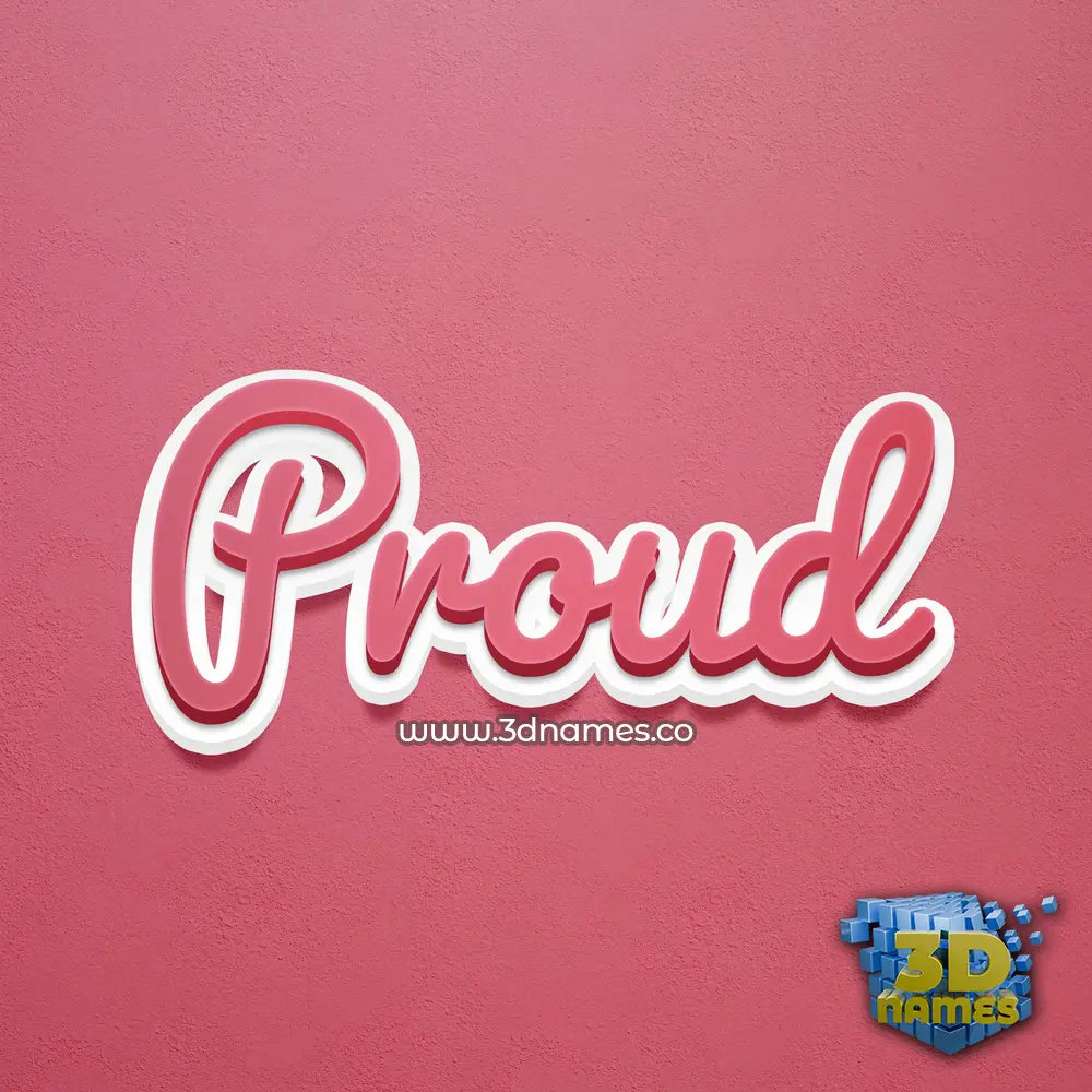 proud in Red Scribble style - 3D name wallpaper
